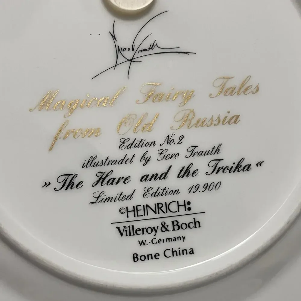 Heinrich Villeroy & Boch Russian Fairy Tale Plate The Hare & The Troika w/box